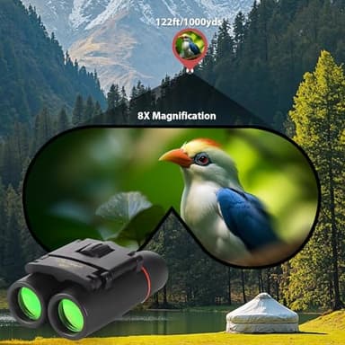 Binoculars for Adults and Kids, High Powered Portable & Compact Binoculars, for Bird Watching, Cruise Ship, Travel, Hunting Essentials (Black, 8×21) - Image 6