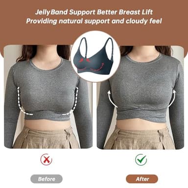 OEAK Womens Wireless Bras Comfortable Push Up Bra No Underwire Bra Full Support Lift Bralette Everyday Seamless Tshirt Bras Navy M - Image 4