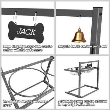 SHAINFUN Elevated Dog Bowls for Large Dogs and Extra Large Sized Dog Raised Dog Bowl Stand Adjustable Height with Two 3000ML(13-14cups) Stainless Steel Dog Food Bowls Metal Elevated Dog Bowl Stand - Image 6