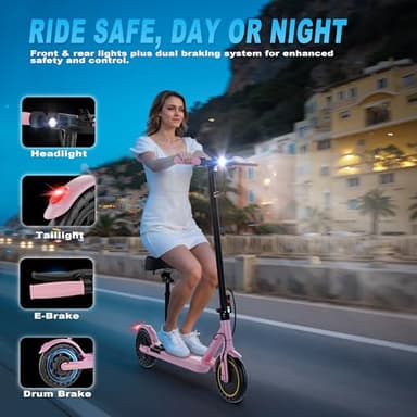 Electric Scooter for Adults with Seat, 350W Folding Lightweight Commuter E Scooter, 8.5" Solid Tires, 16 MPH, 21 Mile Range, Dual Brake, Cruise Control, APP Control for Teens, Phone Holder - Image 5