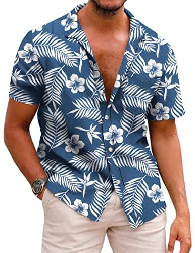 COOFANDY Mens Tropical Shirts Short Sleeve Hawaiian Print Shirts Vacation Beachwear - Image 1