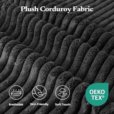 Furnify 106" Modular Sectional Sofa with L-Shape Chaise, Right/Left Facing Deep Seat Cloud Couch, No Assembly Required, Upholstered Couch for Living Room Bedroom (Plush Corduroy Fabric, Black) - Image 7