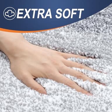 OLANLY Bathroom Rug Mat 30x20, Extra Soft and Absorbent Microfiber Bath Rugs, Non-Slip Plush Shaggy Bath Carpet, Machine Wash Dry, Bath Mats for Bathroom Floor, Tub and Shower, Light Grey - Image 3