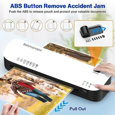 Thermal Laminator, 8.5x11 Laminator, 9 Inch Laminater Machine with 12 Laminating Sheets, A4/A5/A6 Personal Hot Cold Laminating Machine for Home School Teachers Office, Anti-Jam - Image 4