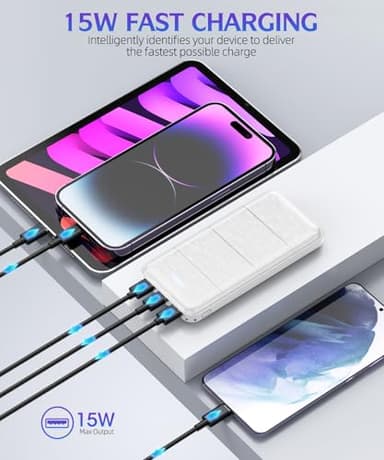 LOVELEDI Portable Charger 2-Pack 15000mAh Power Bank Dual USB and Type-C Output 5V3.1A Fast Charger Battery Pack for iPhone 16 15 14 13 12 X Samsung S24 S23 Google iPad etc (Light Black and White) - Image 5