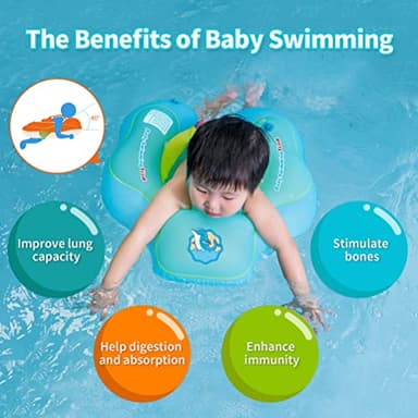 Free Swimming Baby Inflatable Baby Float with Sun Canopy Size Improved Infant Pool Floaties Swimming Pool Toys for The Age of 3-36 Months (Blue, Large) - Image 5