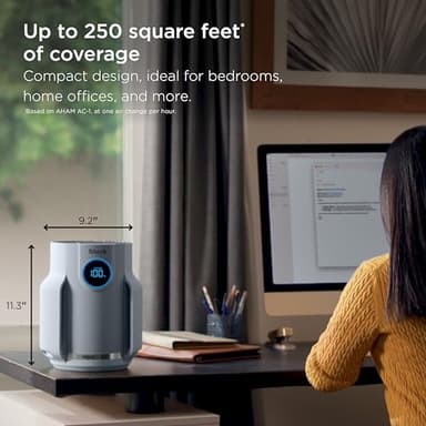Shark Air Purifier for Home, NeverChange Compact Pro, for Bedroom, Nursery, Home Office, Dorm, HEPA-Exceeding Filter, Captures Pollutants, Pet Dander, Dust, Odor, Smoke, and More, HP071BRN, Winter Fog - Image 6