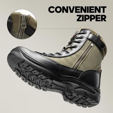 NORTIV 8 Men's Military Tactical Work Boots Side Zipper Leather Motorcycle Combat Boots Trooper - Image 4