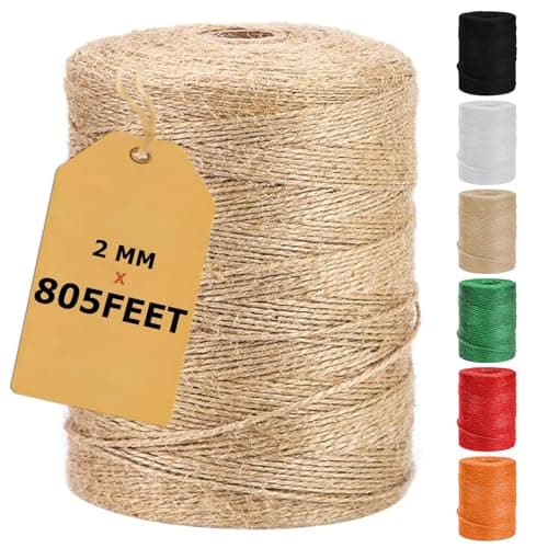 Vanhench 805FT Natural Jute Twine String, Bulk Hemp Jute Rope Cord Twine for Crafts Gardening, Gift Wrapping, Wedding Décor, Packing Material Burlap Ribbon, Christmas Knitting Macrame Decoration - Image 1