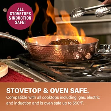 Gotham Steel Hammered 20 Pc Ceramic Cookware Set Nonstick, True Ceramic Pots and Pans Set Non Stick with Deep Square Pan Set & Bakeware Set, Non Toxic PFOA PFOS Free, Oven & Dishwasher Safe - Image 5