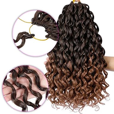 7 Packs GoGo Curl Crochet Hair 14 Inch Short Curly Crochet Hair for Women Beach Curl Water Wave Deep Twist Crochet Braids Synthetic Braiding Hair Extensions (14 Inch, T1B/30) - Image 5