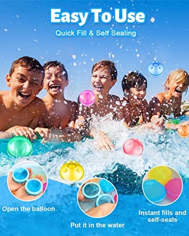 12 PCS Reusable Water Balloons for Kids Adults Outdoor Activities, Soft Silicone Water Splash Ball with Mesh Bag, Magnetic Water Ball for Kids Pool Beach Bath Toys Summer Fun Party Supplies - Image 3