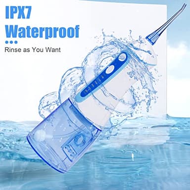Water Dental Pik Flosser,Grinest 7 Modes Rechargeable Water Dental Pick for Teeth Cleaning Cordless Oral Irrigator Portable IPX7 Waterproof Tooth flossers for Home Travel-White - Image 2
