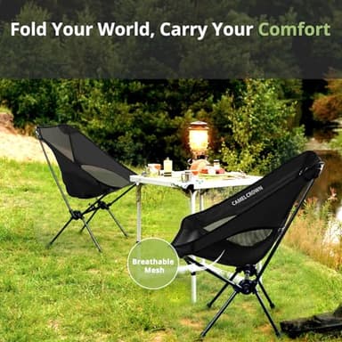 CAMEL CROWN Portable Camping Chair Lightweight Compact Folding Chair Mesh for Outdoor Camp Travel Beach Picnic Festival Hiking Backpacking Black - Image 7