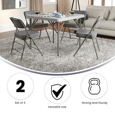 Flash Furniture Hercules Series Metal Folding Chairs with Cushioned Seats, Fabric Upholstered Event Chairs, Set of 2, Gray - Image 6