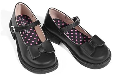 ADAMUMU Maryjane Kids School Uniform Shoes - Black Ballet Flats, Round Toe Dress Flats, Comfortable Slip-on, Velcro Closure - Image 1