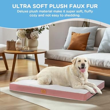 Sunheir Washable Large Dog Bed Covers Soft Plush Replacement, Waterproof Dog Bed Liner, Pet Bed Cover with Zipper 35x22x3 Inches, Pink, Cover Only - Image 3