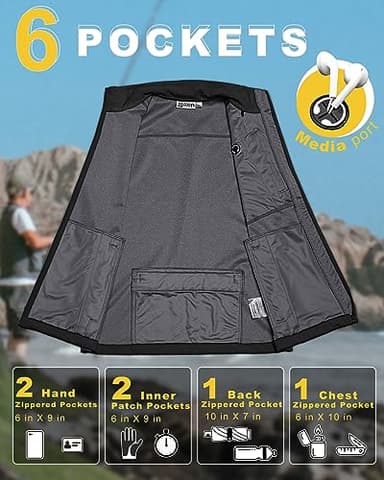 33,000ft Men's Windproof Lightweight Golf Vest Outerwear with Pockets, Softshell Sleeveless Jacket for Running Hiking Sports - Image 2