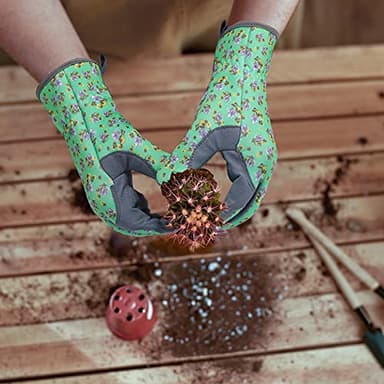 Bamllum Leather Gardening Gloves for Women - Working Gloves for Weeding, Digging, Planting, Raking and Pruning (Green) - Image 5
