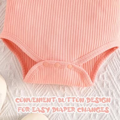 GDTOGRT Baby Girl Clothes 3-6 Months Newborn Infant Outfit Ruffle Romper Short Pants Clothing Sets for Summer Spring - Pink - Image 6