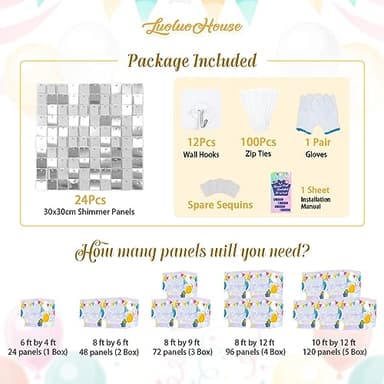 Silver Shimmer Wall Backdrop Halloween Parties Disco Wedding Shimmer Backdrops Panels Christmas Glitter Wall Background for Bachelorette Party Bridal Shower Stage Panel(24 Packs) - Image 5