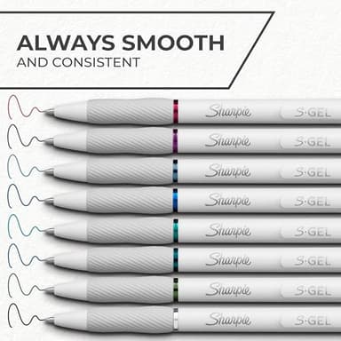 Sharpie S-Gel Pens, Fashion Barrel Gel Pens, Pearl White Body, Medium (0.7mm) Point, Bold Ink Colors, 12 Count - Image 4