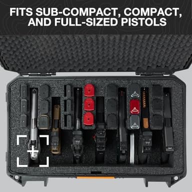 Pelican Vault v525 Pistol Case (Hard Shell) - 7 Pistol and 21 Magazine - Vertical Pre-Cut Foam Handgun Case (Black) - Image 3