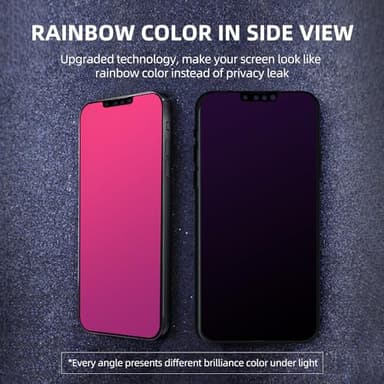 EGKimBa Privacy Screen Protector - Compatible with iPhone 16e, 14, 13 and 13 Pro 6.1 inch Gradient Colorful Electroplated Anti-Spy Anti-Blue Light Tempered Glass - Image 4