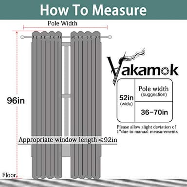 Yakamok 96 Inches Thermal Insulated Gray Blackout Curtains Room Darkening Window Drapes with 8 Grommets,52 Inch Width, Set of 2, 2 Tie Backs Included - Image 2