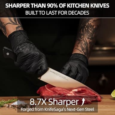 KnifeSaga Knife Set, 15 Pcs Kitchen Knife Block Set, Enduring Razor-Sharp Japanese High Carbon Stainless Steel Chef Knife Set with Block and Sharpener, Premium Black Knives Set for Kitchen - Image 3