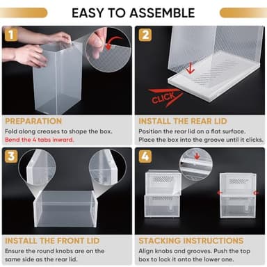 BALEINE 12 Pack Stackable Shoe Storage Boxes Fit Size 9, Thickened Clear Shoe Box Bins with Lids, Plastic Foldable Organizer Sneaker Storage Containers (Large, Black) - Image 3