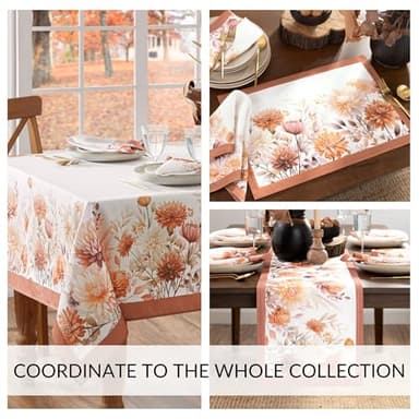Elrene Home Fashions Autumn Blooms Floral Fall/Harvest/Thanksgiving Rectangle Wrinkle Resistant Tablecloth, 60"x120" - Image 4
