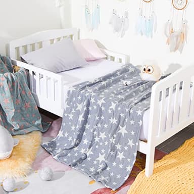 NTBAY 3 Layer Toddler Blanket, Muslin Cotton Jacquard Bed Blankets, Lightweight Thermal Baby Blanket, Super Soft and Warm Crib Blanket for All Seasons, Decoration Gift, 30"x40", Blue - Image 6