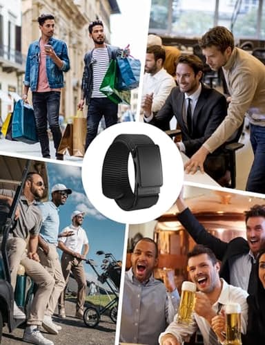 JUKMO Men's 1.5" Nylon Ratchet Belt, Casual Web Click Tactical Belt with Slide Buckle for Jeans, No Holes Adjustable Trim to Fit(Black,Medium) - Image 9