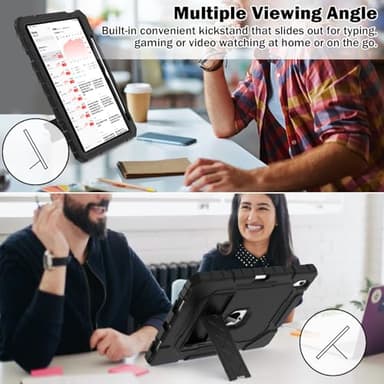 ZoneFoker Case for iPad (A16) 11th/10th Generation 11/10.9 inch 2025/2022, Heavy Duty Military Grade Shockproof Rugged Cover with Pencil Holder/Stand for i Pad 11th / 10 th Gen (Black) - Image 4