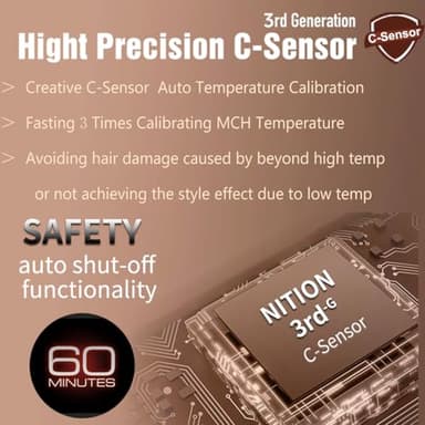 NITION Ceramic Tourmaline Hair Straighteners LCD Flat Iron MCH Fast Heating Up. Healthy Home Straightening Styling Tools with Travel Pouch Bag. 265-450°F Adjustable. 1" Smooth 3D Plate. Dual Voltage - Image 9