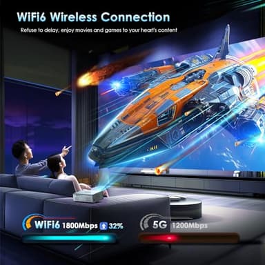 [Electric Focus] 4K Support Projector with WiFi6 and Bluetooth 5.3, Outdoor Projectors for Outside Video Use, OWNKNEW Gaming Movie Proyector, Auto Keystone Correction - Image 2