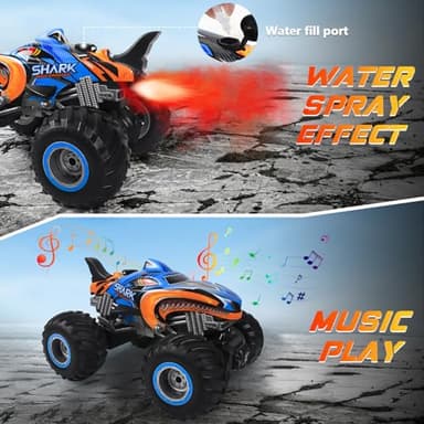 BESWIT 1:16 Remote Control Car, 2.4 GHz All Terrain Remote Control Monster Truck, RC Truck 2 Rechargeable Batteries for 80 Mins Play, Spray Remote Control Car for Boys 8-12 and Girls or Adult, MK724A - Image 3