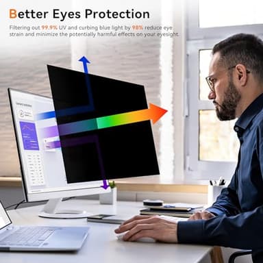 [2 Pack] 24 Inch Computer Privacy Screen for 16:9 Aspect Ratio Widescreen Monitor, Eye Protection Anti Glare Blue Light Computer Monitor Privacy Filter, Removable Anti-Scratch 24in Protector Film - Image 3