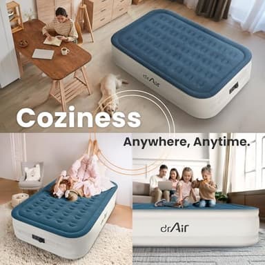 Queen Air Mattress, 18” Raised Inflatable Bed with Built-in Pump, Waterproof Velvety Top, Ergonomic Design, Reinforced Support, and Carry Bag for Home, Camping, and Guests - Image 7