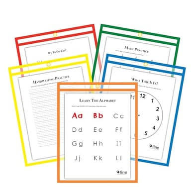 C-Line Reusable Dry Erase Pockets, 9 x 12 Inches, Assorted Primary Colors, 25 Pockets per Pack (40620) - Image 2