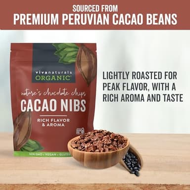 Viva Naturals Organic Cacao Nibs, Unsweetened, 1 LB (454 g), Keto Friendly, Vegan, Non-GMO, Gluten-Free Chocolate Chip Substitute - Image 5