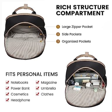 LOVEVOOK Laptop Backpack for Women, 17.3 Inch Laptop Bag with USB Charging Port, Fashion Water Resistant Daypacks Teacher Nurse Stylish Travel Bags Vintage Computer Backpack for College, Work - Image 4