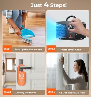 Ozone Generator 48,000mg, Commercial Ozone Machine Odor Removal, High Capacity O3 Ionizer Air Purifier Deodorizer, Portable Mini for Car, Home, Smoke, Pets, Industrial, for 4000 Square Feet -Black - Image 7