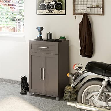 SystemBuild Evolution Camberly Framed Storage Cabinet, 2 Door/1 Drawer, Graphite Gray - Image 1