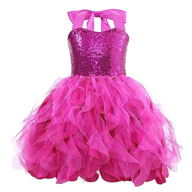 Suppromo Hot Pink Tutu Dress for Girls Princess Party Dress for Baby Sparkly Tulle Sequin Fairy Dresses for Kids Sneaker Ball Gown Prom Dance Graduation Birthday Graduation Halloween Outfit 11-12T - Image 1