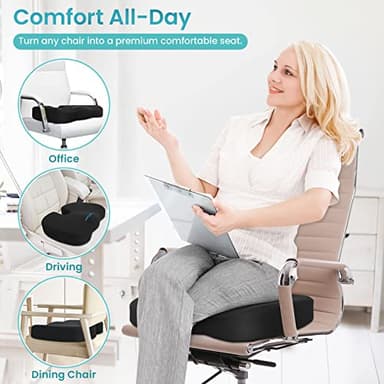 Office Chair Seat Cushion, Cooling Gel Enhanced Memory Foam Cushion for Long Sitting - Back, Sciatica, Coccyx, Tailbone Pain Relief Pillow - for Office, Gaming, Car, Wheelchair - Black, X-Large - Image 6