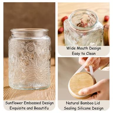 ANSQU Square Glass Jar, 25.3oz Vintage Glass Jar with Lid, Glass Food Storage Containers for Ground Coffee, Tea, Sugar, Candy, Decorative Glass Jar - Image 4
