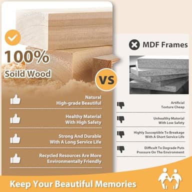 Egofine 4x6 Picture Frames Set of 4, Made of Solid Wood Covered by Plexiglass 3.5x5 with Mat or 4x6 without Mat, for Table Top Display and Wall Mounting Photo Frame Rustic Green - Image 2