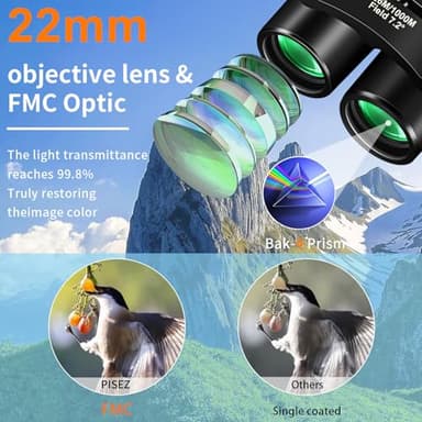 PISEZ 30X60 Compact Binoculars for Adults and Kids，Lightweight Foldable Easy Focus Small Binoculars for Bird Watching Hunting Concert Traveling Theater Opera Sightseeing - Image 4